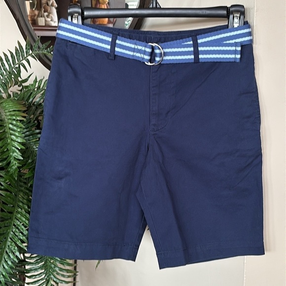 Brand New Polo Ralph Lauren Boys Blue Flat Front Shorts w/ Striped Belt Preppy - Picture 1 of 14